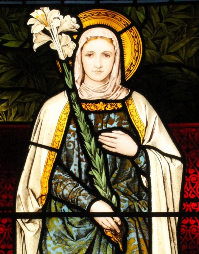 Detail of the Virgin Mary window by Henry Holiday