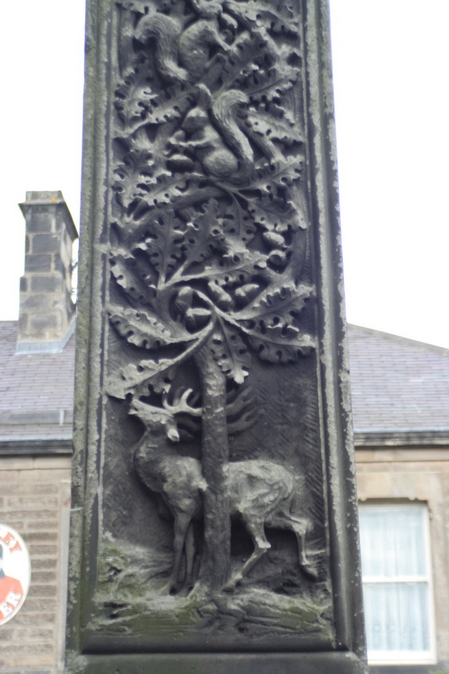 A panel of the Armstrong Memorial cross, Rothbury